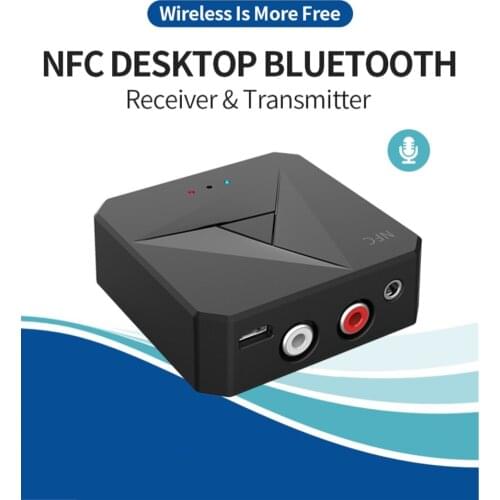 Bluetooth 5.0 Receiver Transmitter 3.5mm A2DP/AVRCP Music Wireless Audio Adapter Handsfree Call Mic NFC Car Kit For TV Auto ON