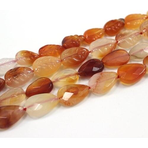 Natural Carnelian Beads 15'' Carved Leaf Faceted Drop DIY Agate Stone Loose Beads For Jewelry Making Beads Women Necklace Gift