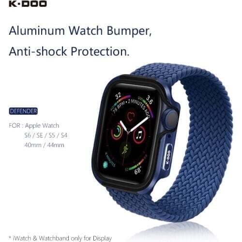 K-Doo DEFENDER Series Aluminum alloy bumper case anti-shock protection iWatch cover 40mm/44mm for 2020 Apple Watch S6/SE/S5/S4