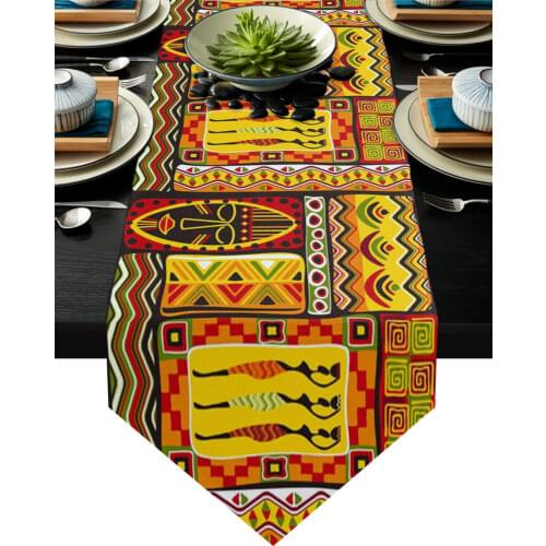 Exotic African Women Geometric Shapes Modern Table Runner Wedding For Party Event Home Decoration Table Mat Decor Accessories