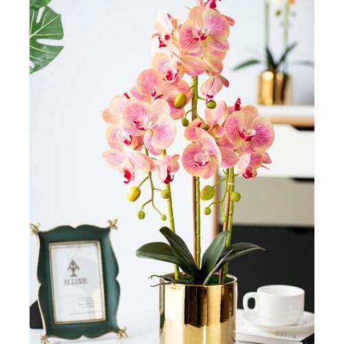 European Ceramic Vase Simulation Flower Phalaenopsis Plant Fake Flower Pot Greenery Home Livingroom Bedroom Decoration Crafts