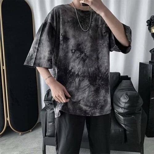 Hip Hop T-shirt Men Summer Mens Tie-dyed Tshirt Streetwear Casual Japan 3D T Shirts 2020 Loose High Street Dance T Shirt Male