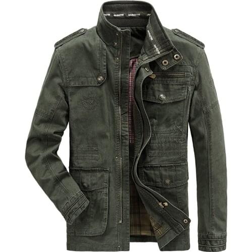 Autumn Winter Jacket Men 100% Cotton Business Casual Cargo military Multi-pocket Mens Jackets and Coats Male Chaqueta Hombre 7XL