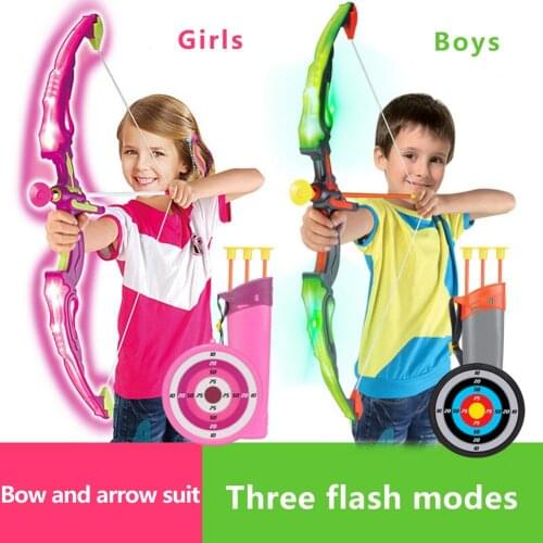 Flashing Shooting Sword Bow Arrow Slingshot Set Light Saber Laser Double Toys For Kids Outdoor Sports Entertainment Toys Rocket