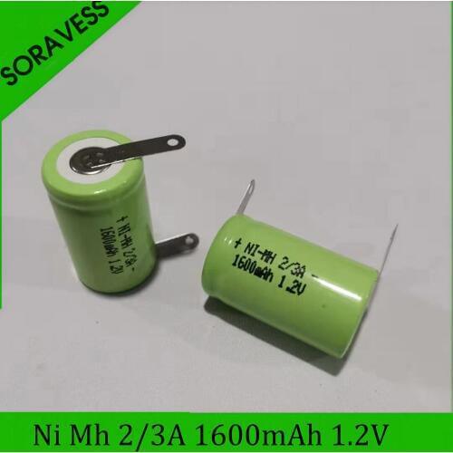 Soravess NIMH 1.2v 2/3A 1600mAh Battery for Rc toys Cars Tanks Robots Boats Guns Ni-MH 1.2v 1600mAh Rechargeable Battery