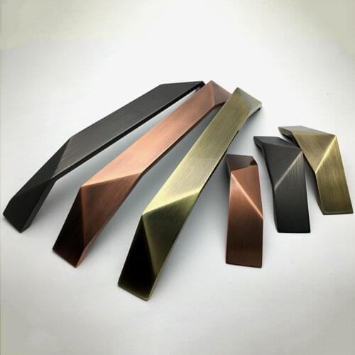 New Diamond Shape Cabinet Handles Red Bronze Gold Black Matte Solid Metal Door Knob Cupboard Drawer Pulls For Home Improvement
