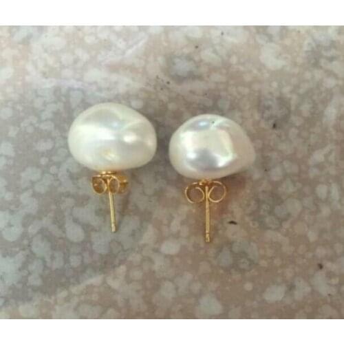 HUGE 12-13mm natural south sea genuine baroque white pearl earring