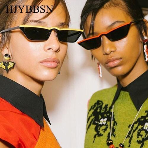 HJYBBSN Popular Women Small Cat Eye Women Sunglasses square Fashion Double Color Frame Shades UV400 sun glasses for women pop