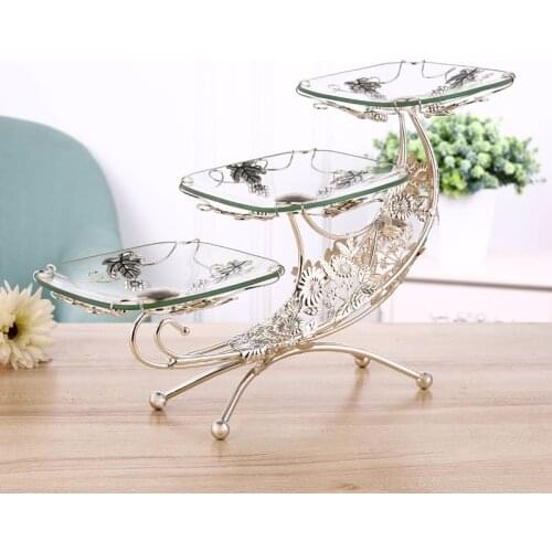 Luxury European home multi-layer fruit plate ktv double-layer glass fruit plate creative three-layer candy plate WJ605