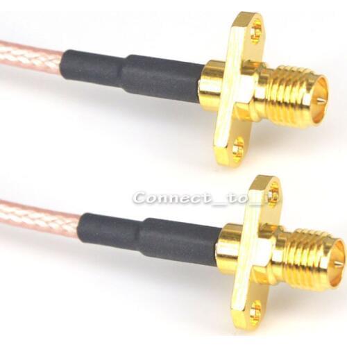 RP SMA Jack (Female Pin) to RP SMA Jack 2 Hole Panel Mount Adapter RF Coax Cable