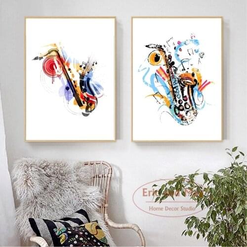 Sax Art Watercolor Posters And Prints Canvas Painting Pictures On The Wall Vintage Poster Decorative Home Decor Quadro