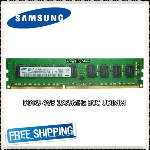 Samsung DDR3 4GB server memory 1333MHz Pure ECC UDIMM workstation RAM 2RX8 PC3-10600E 10600 Unbuffered