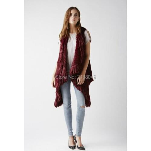 SF0046 New Arrival Fashion Tassel Style Cape vests/ Knitted Rabbit Fur Women Gilet