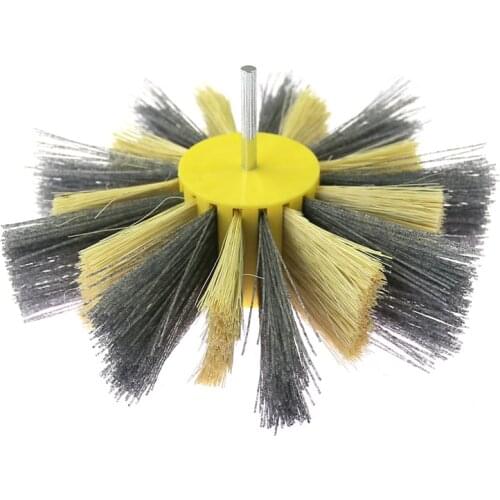 150*6mm shank Drill Wood Polishing Wheel Brush Sisal & sand cloth Combi Abrasive Wheel