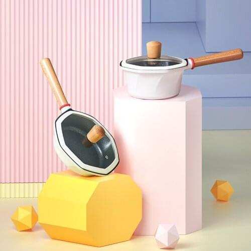 Thickened aluminum alloy non stick pot household gas stove special frying pan fashion pure color anti-rust octagonal wok