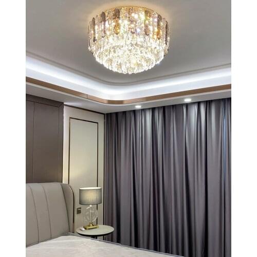 Postmodern Light Luxury Crystal Ceiling Lamp Living Room Lamp 2021 New LED Round Bedroom Set Lamp