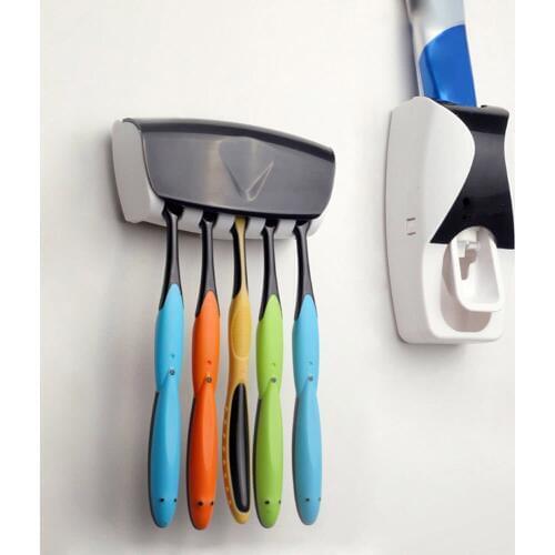 Super Convenient Automatic Toothpaste Dispenser Family Toothbrush Holder set