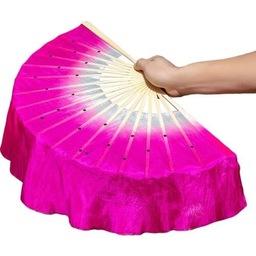 Dance Fans a Pair of Performance Left and Right Hand Double-Sided Silk Jiaozhou Yangko Fan Square Performance Dance Fan