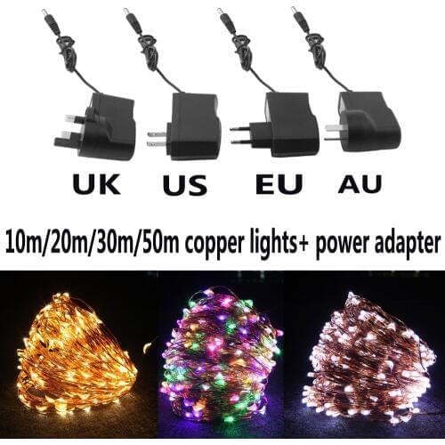 10m 20m 30m 50m Outdoor Home Decorative Light Christmas Fairy Lights Warm White Copper Wire LED String Lights Xmas Starry Light