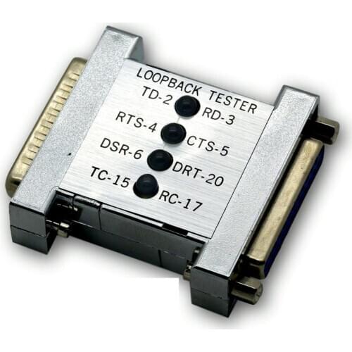 RS-232 DB25 Serial Port and Cable M to F Loop Back Tester 4-LED RS232 Loopback