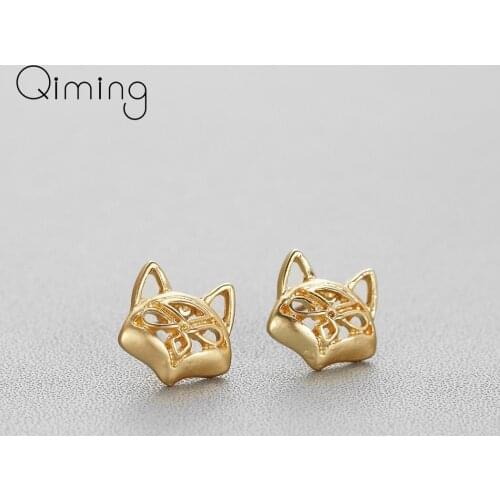 Vintage Ethnic Animal Fox Earrings For Women Girls Gold Silver Indian Sexy Foxes Stud Earrings Bijoux Femme