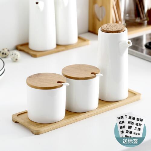 Japanese household ceramic oil pot oil bottle seasoning seasoning shaker set seasoning box bottle salt