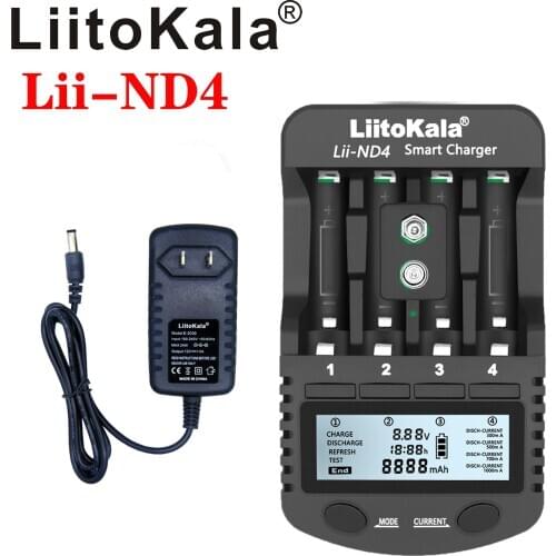 LiitoKala Lii-NL4 Lii-ND4 1.2V AA AAA 9V Battery Charger Ni-MH Ni-Cd Rechargeable Batteries Wall Desk Charging for Travel