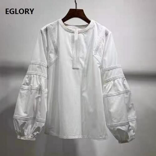 Tops Fashion Blouses 2021 Spring Summer High Quality White Black Blouse Woman Lantern Sleeve Casual Loose Tops Female Blusas