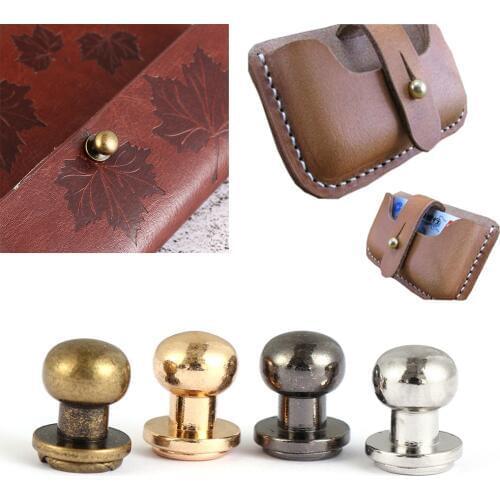 10pcs Solid Brass Nail Rivets Screws Monk Head Screws Leather Craft Belt WalletBags Accessories Tacks Clothes Button