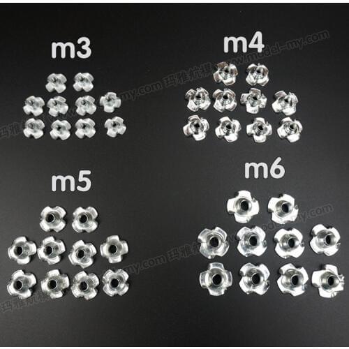 10pcs M2 M3 M4 M5 M6 Reverse Claw Nut Non-slip 4 Paw Metal Threaded Nut DIY Accessories for RC Boat/Car/Aircraft Model Parts