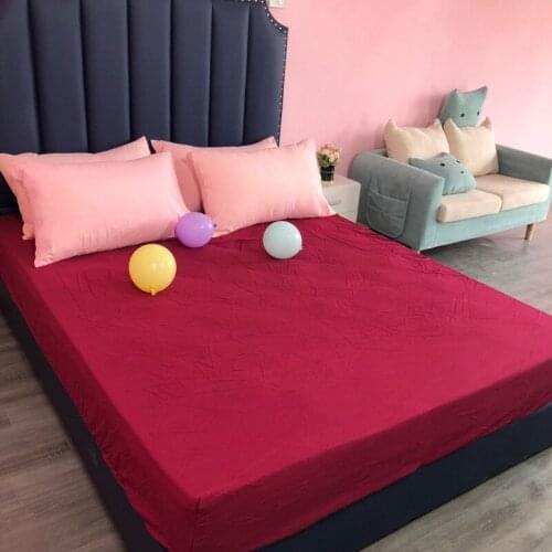 100% Cotton Solid Color Fitted Sheet Stripe Mattress Cover Four Corners With Elastic Band Bed Sheet Hotel bedding wholesale