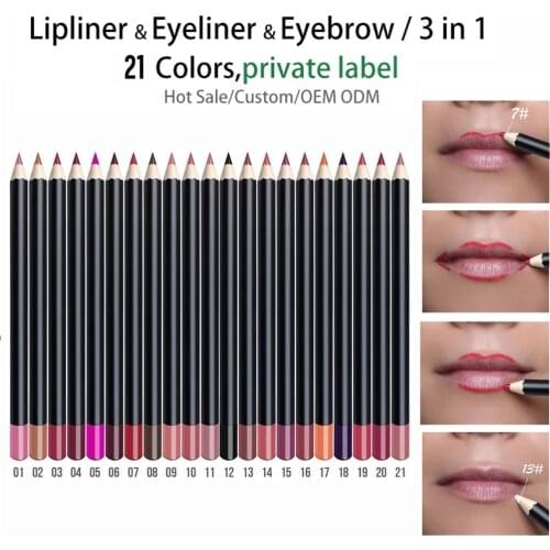 100pc Customize LOGO Wholesale Lip Liner Private Label Waterproof Lipliner Pencil High Pigment Matte 21 Colors Makeup Lip OEM