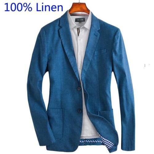 2021 classic High Quality Large Casual Suit Men Coat Spring Handsome Linen Cotton Thin Men Blazer Plus Size M L XL 2XL 3XL 4XL