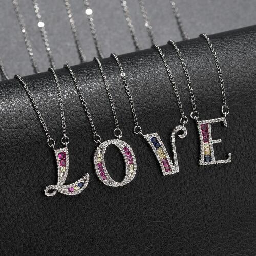 26 Letter Necklaces & Pendant For Women Girl Fashion Zircon Crystal Initial Name Delicate Chain Necklaces Love Gift