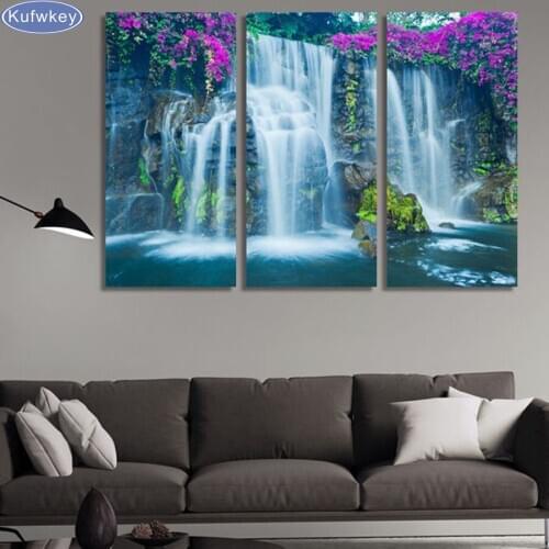 3pcs/set,waterfall landscape Decorative Picture,DIY Diamond Embroidery,diamond mosaic,diamond painting cross stitch decor gifts