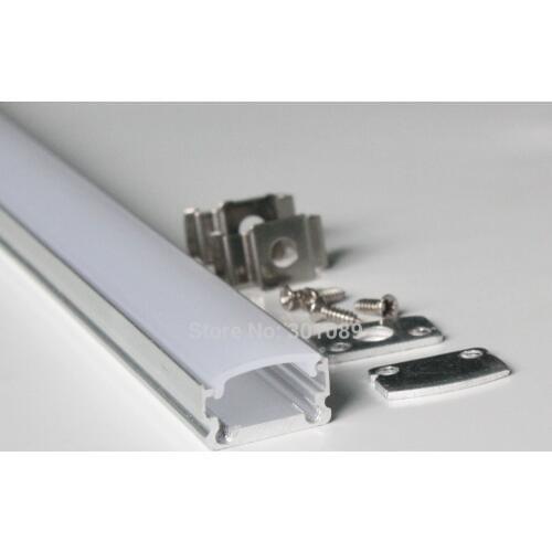 50m(50pcs) a lot, 1m per piece, slim aluminum extrusion profiles for leds strips display with milky diffuse cover or clear cover