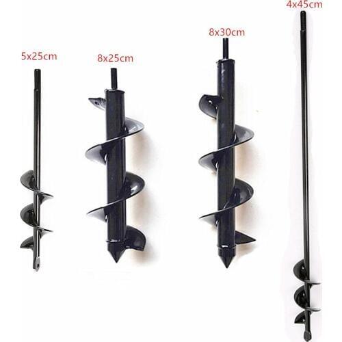 50x220mm 80x300mm Spiral Leaf Drill Bit Universal Earth Ice Gardening Hole Digger Planting Soil Drilling Tool Black