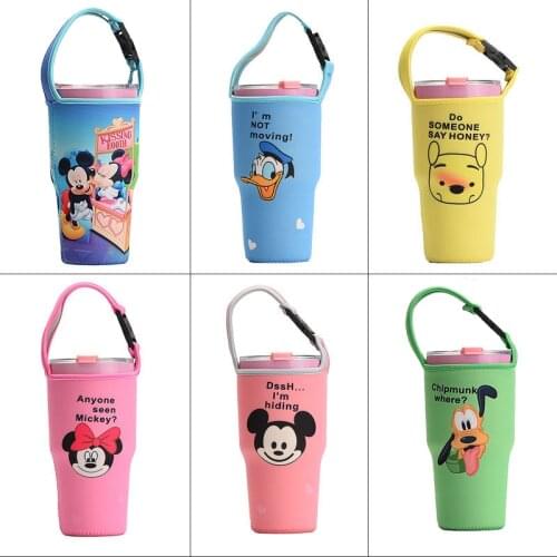 900ml Diseny Mickey Minnie Mouse Ice Cup Protective Case Creative Fashion Cartoon Protective Water Cup Cover Bag Shipping Free