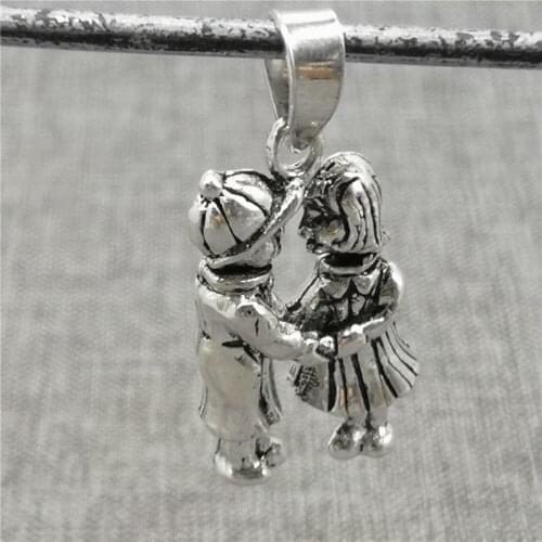 925 Sterling Silver Lovers Charm 3D Love Pendant Valentins for Necklace