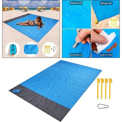 210x200cm Large Beach Blanket Waterproof Lightweight Fast Drying Durable Sheet Mat Travel Camping Music Festivals for 4-7 Person