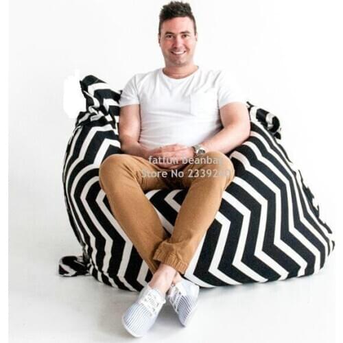 Cover only No Filler - Crashmats black and white chevron outdoor beanbags , large bean bag cushion , no beans inside