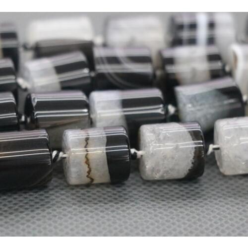 CYW 2018 Natural Black Stone Barrel Beads, Druzy Faceted GemsStone DIY Necklace Connector, Free shipment, 15.5inch Full Strand