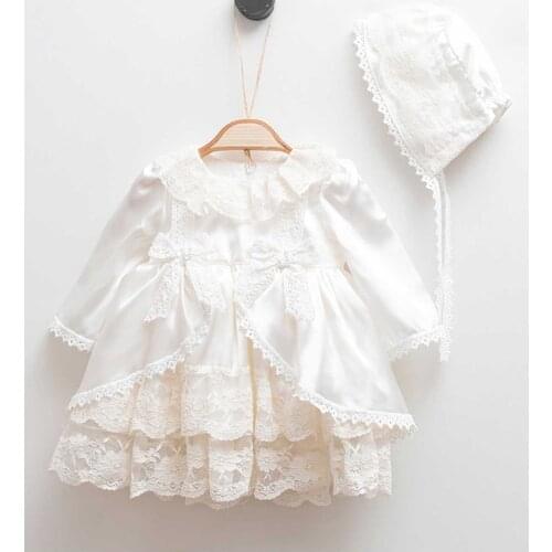 Baby Newborn Dress Girl Suit Baptism Religious Ceremony Clothing 4 Pieces Set Girls Babies Special Daily Toodler Clothes Outfit