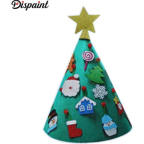 Dispaint 5D DIY Diamond Painting Christmas Tree New Year Gift Kid Toy Artificial Tree Wall Window Sticker Christmas Home Decor