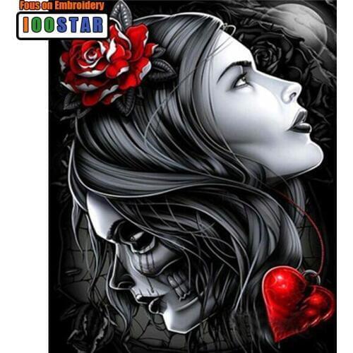 DIY diamond painting woman skull icon full Square& round crystal drill cross stitch handmade home decoration