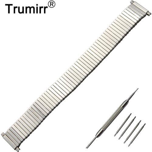 22mm Elastic Expansion Watch Band for Samsung Gear 2 R380 / R381 / R382 Stainless Steel Strap Wrist Belt Bracelet + Spring Bars