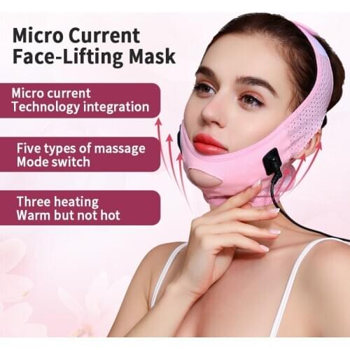 Electric Vibration Hot Compress Face Tightening Lifting Belt Face-Shaping Slimming Bandage