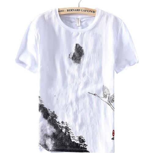 2020 Suehaiwes brand linen t shirt men fashion casual white t-shirt for men solid o-neck t shirts male comfortable tshirt mens