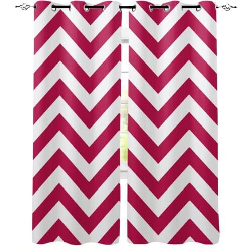 Geometric Stripes Ripple Red White Curtains For Kitchen Bedroom Window Treatment Curtains for Living Room Drape Home Decoration