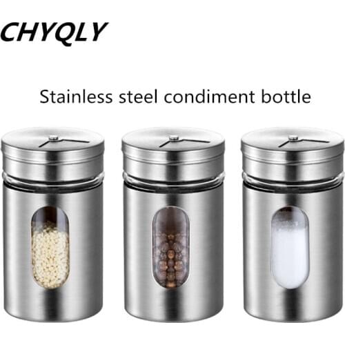 Hot Sale 6pcs/lot Kitchen cruet soy sauce bottle potes condiment bottles spice jar Glass stainless steel